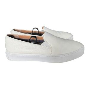 Aquatalia Womens Onida Ivory Leather Casual and Fashion Slip on Sneakers Shoes